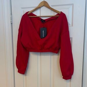 PrettyLittleThing Red V-Neck Crop Top